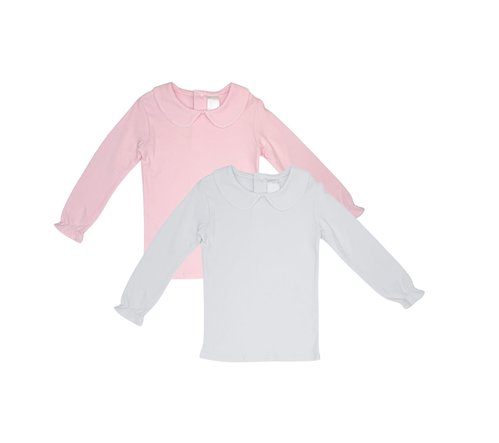 Picot Trimmed Peter Pan Collar Top