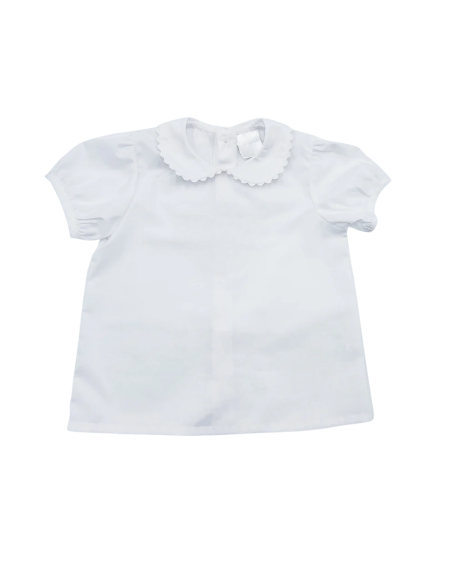 Woven Short Sleeve Peter Pan Shirt with Ricrac Trim