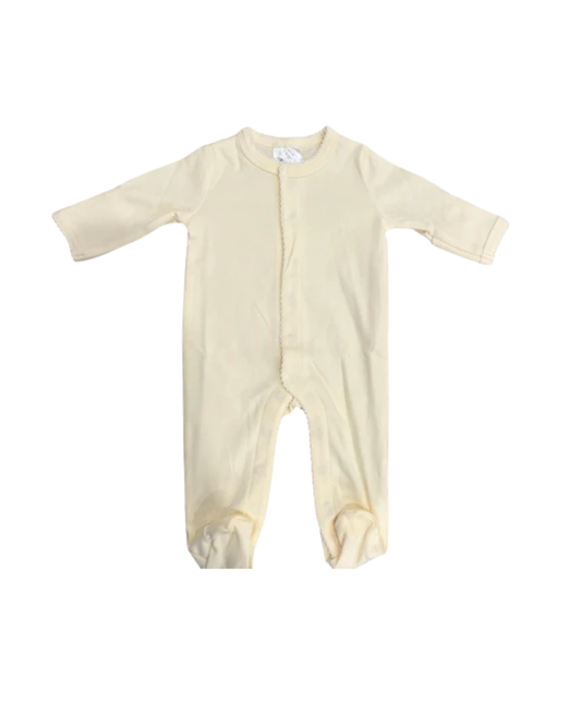 Essentials Picot Trimmed Footie with Hidden Center Buttons