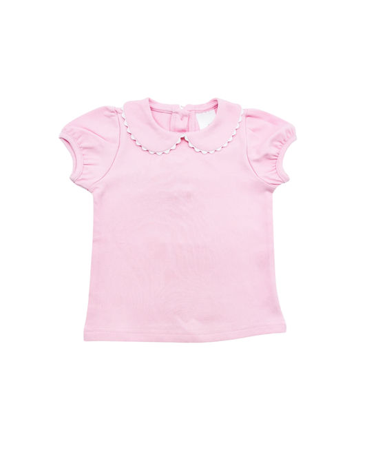 Girls Short Sleeve Shirt with Peter Pan Collar