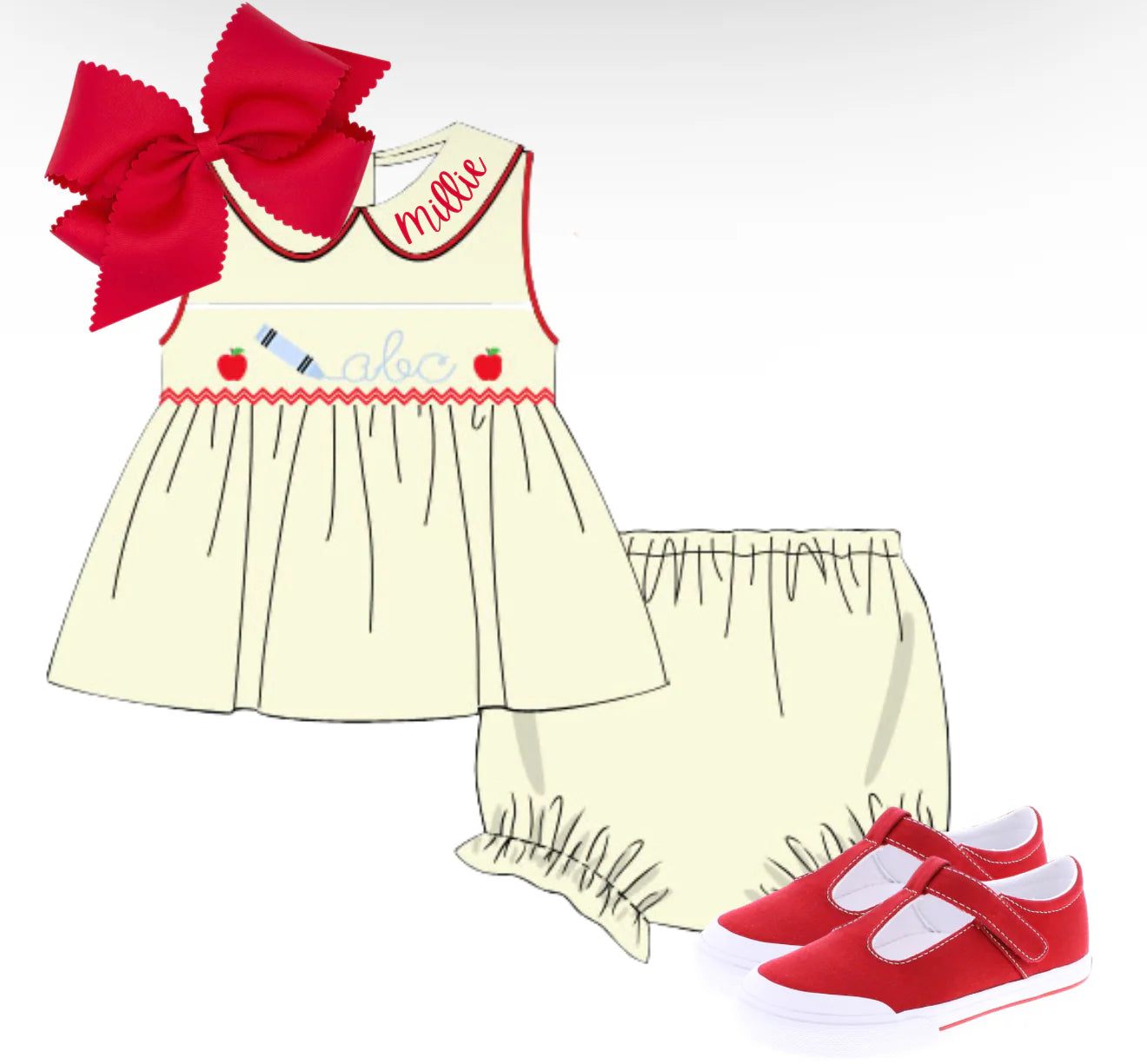 Girls Yellow ABC Diaper Set Preorder (ships mid July)