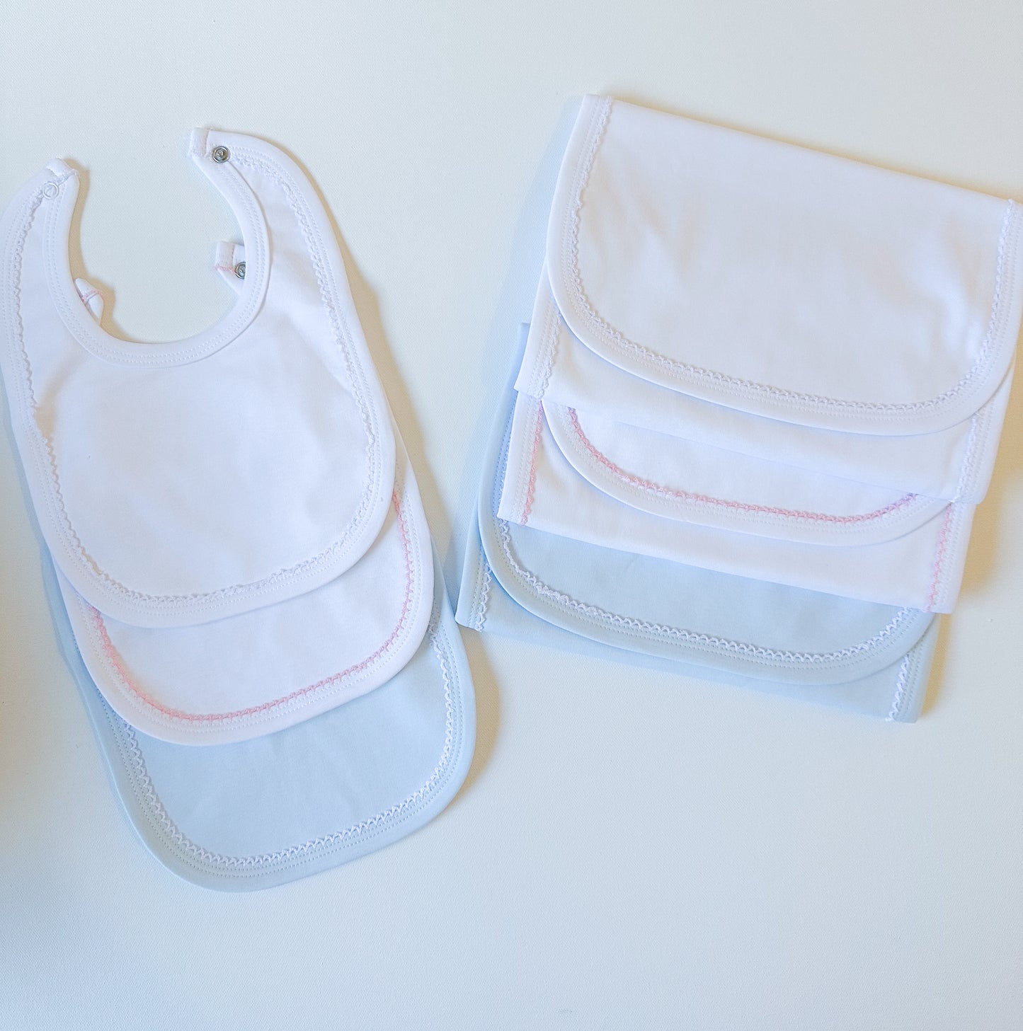 Essentials Picot Trim Bib & Burp Cloth Bundle