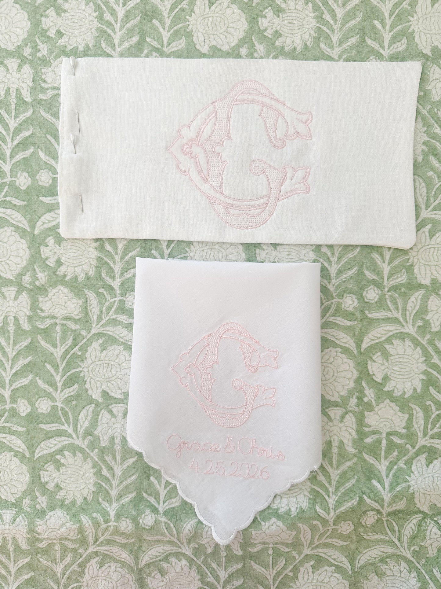 Wedding Set : Bouquet Wrap & Handkerchief