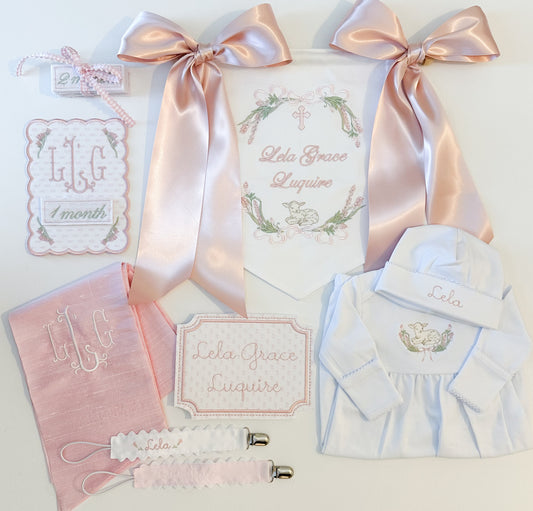 The Bless this Child Girl Newborn Announcement Banner
