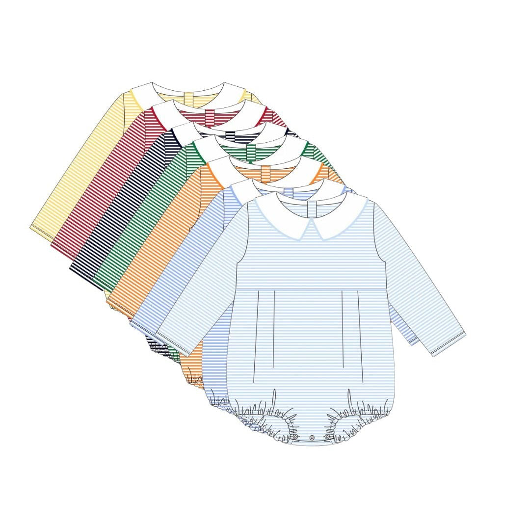 Boys Long Sleeve Bubble with Peter Pan Collar