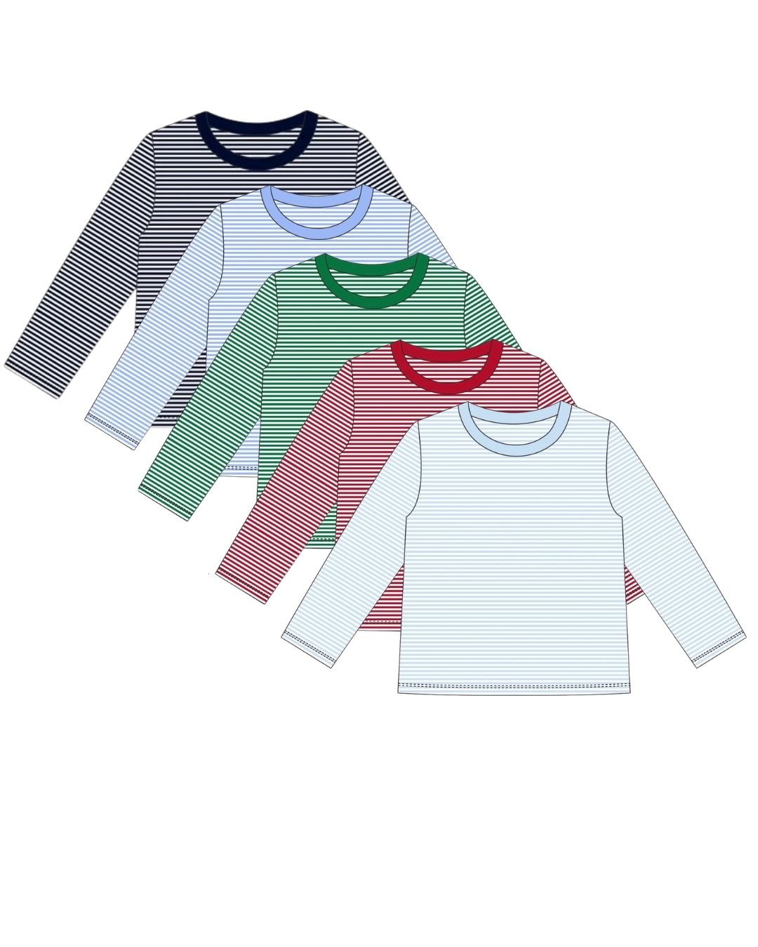 Striped Knit Long Sleeve Sleeve Tee