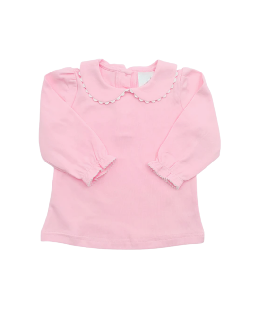 Girls Long Sleeve Shirt with Peter Pan Collar
