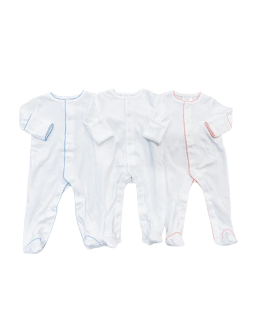 Essentials Picot Trimmed Footie with Hidden Center Buttons