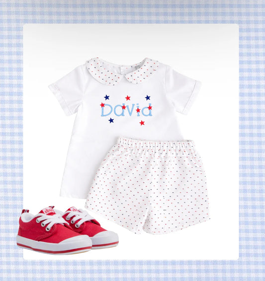 Boys Swiss Dot Short Set - Preorder (ship mid-late May)