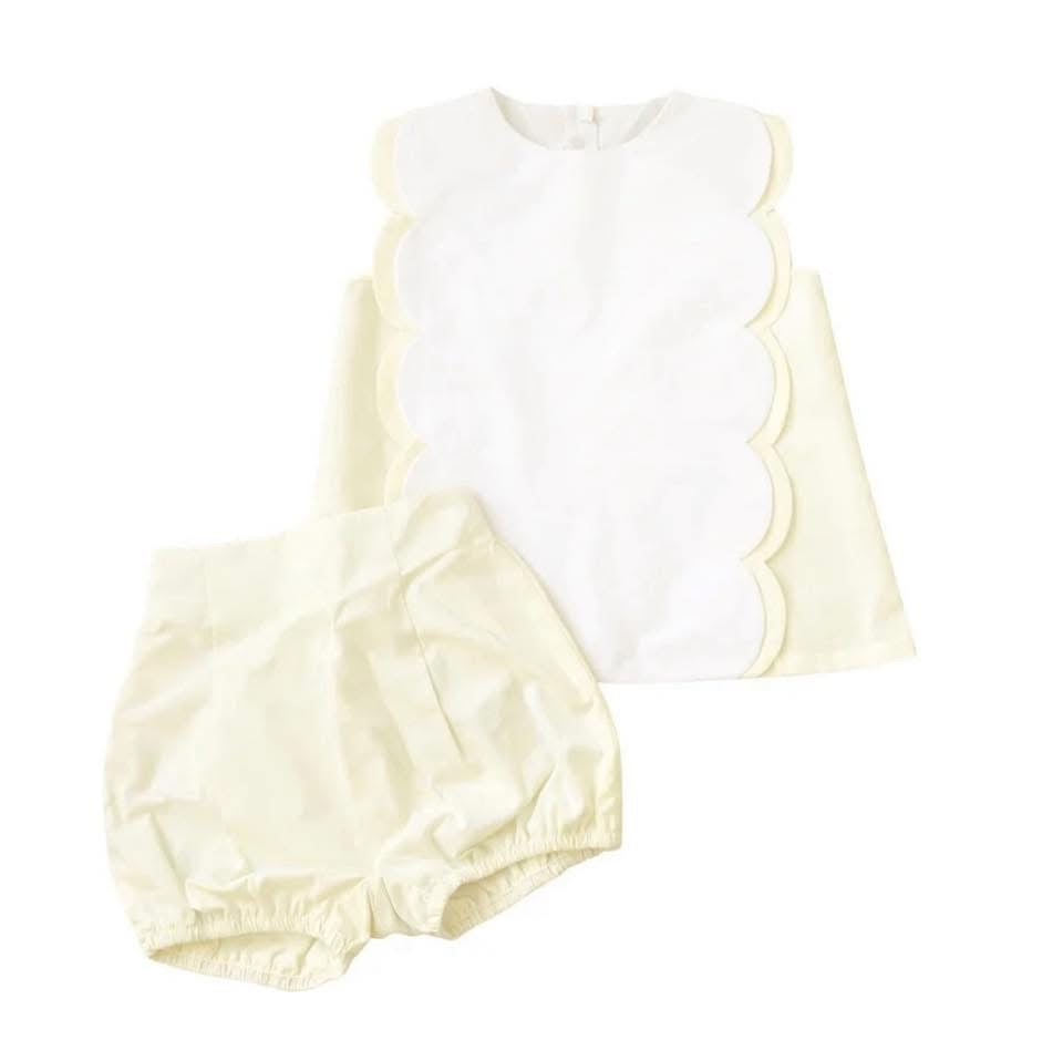 Girls Scallop Yellow Diaper Set Preorder (ships mid July)
