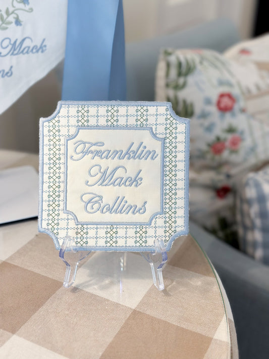 Appliqué Bassinet Name Card