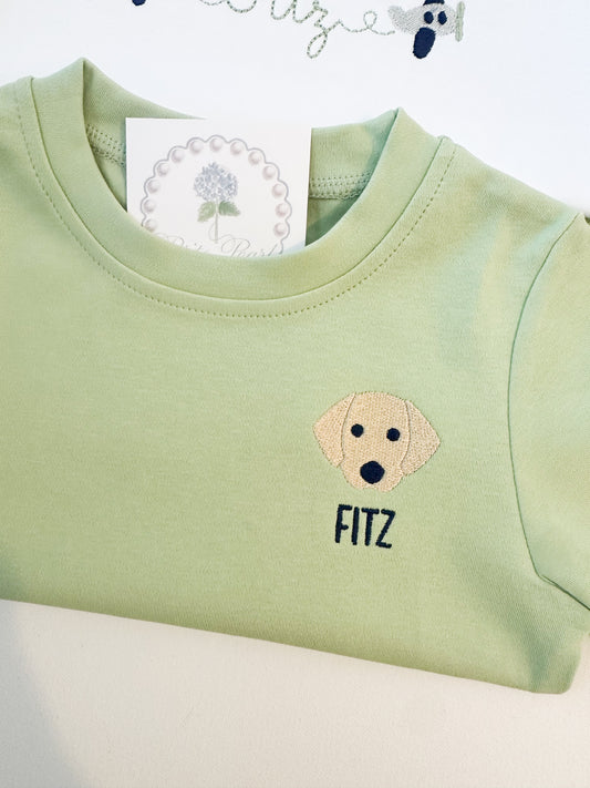 Green Tee with Puppy Face
