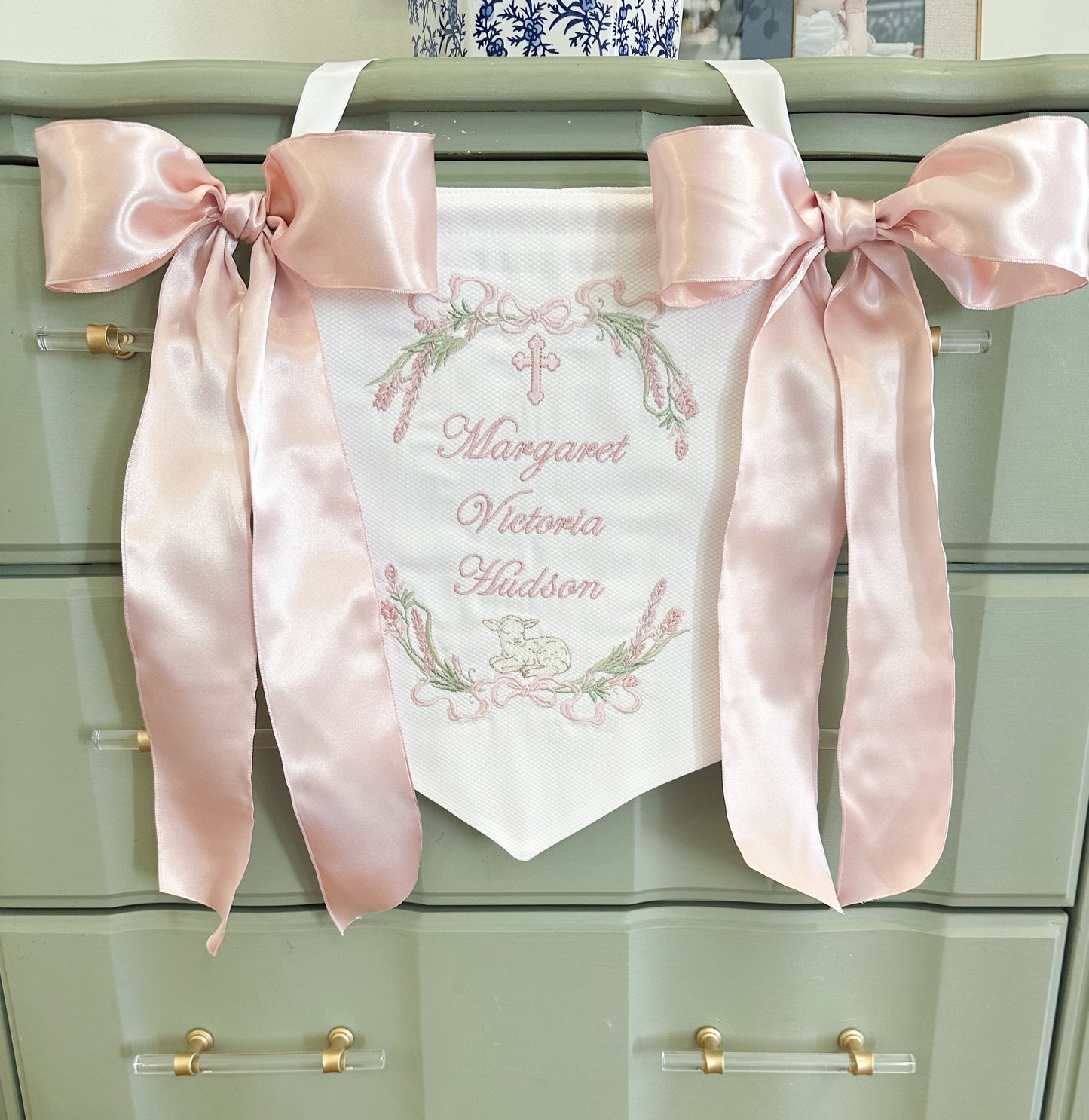 The Bless this Child Girl Newborn Announcement Banner
