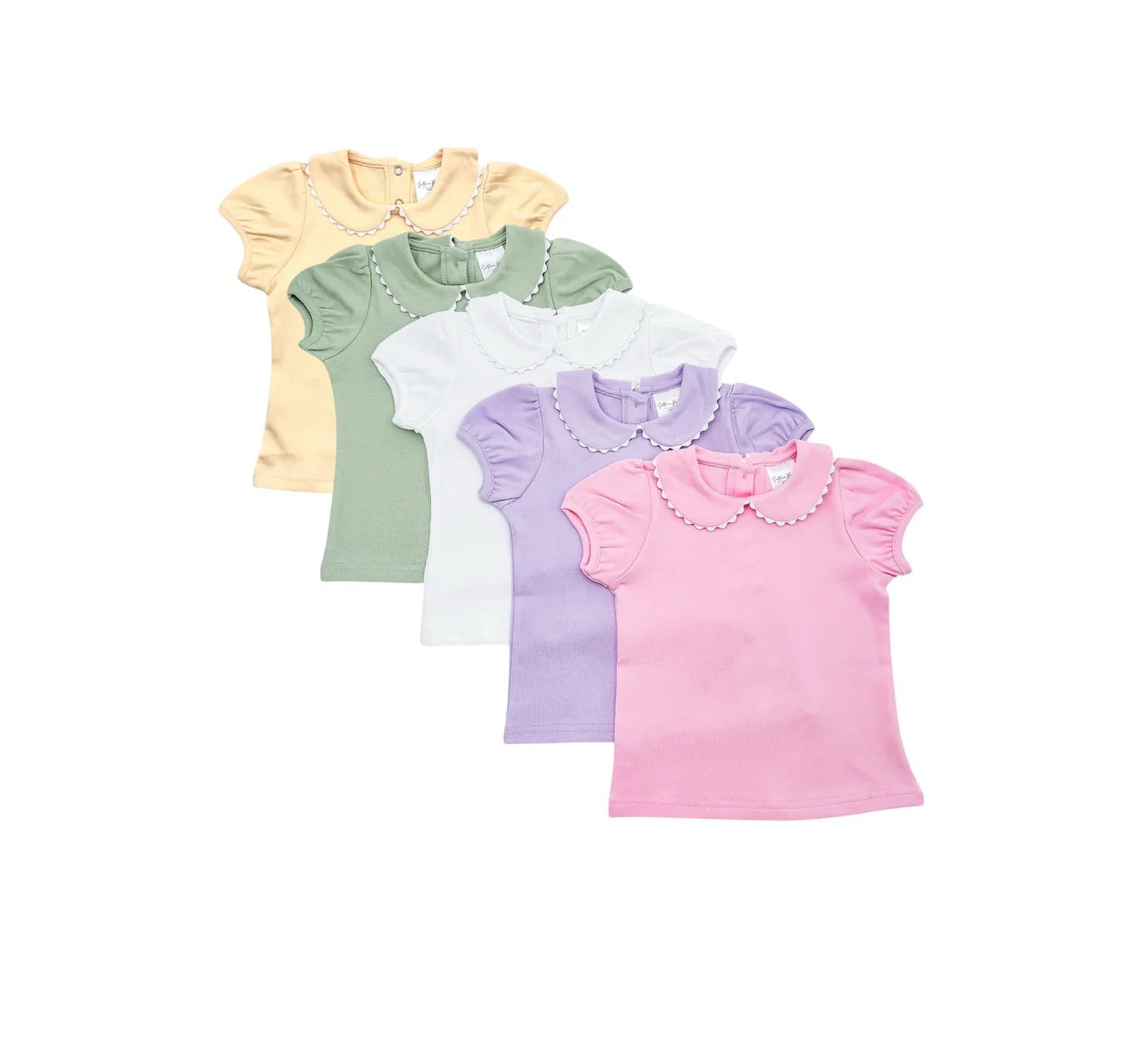 Girl's Short Sleeve Knit Peter Pan Shirt Bundle