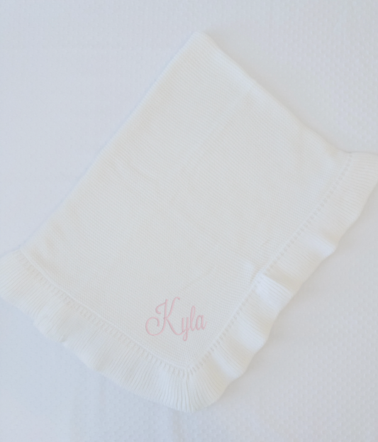 Rachel Demos Registry : Knit Blanket with Ruffle Edge