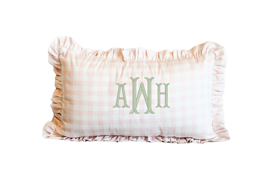 Pink Gingham Ruffled Pillow