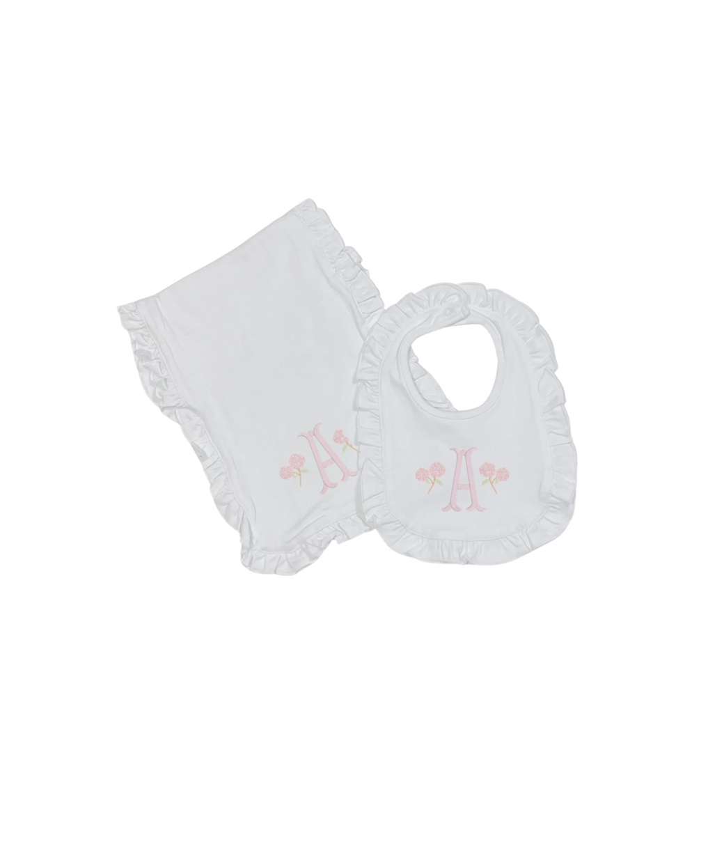 Ruffled Bib & Burp Cloth Set