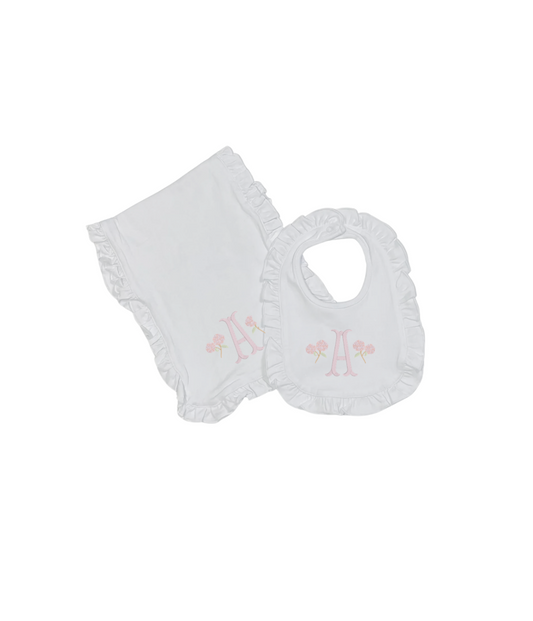 Ruffled Bib & Burp Cloth Set
