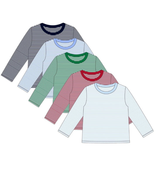 Striped Knit Long Sleeve Sleeve Tee