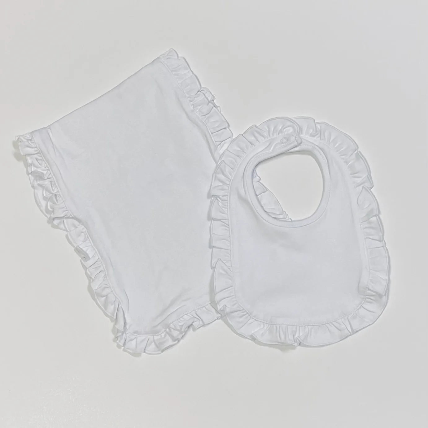 Ruffle Trim Bib & Burp Cloth Bundle