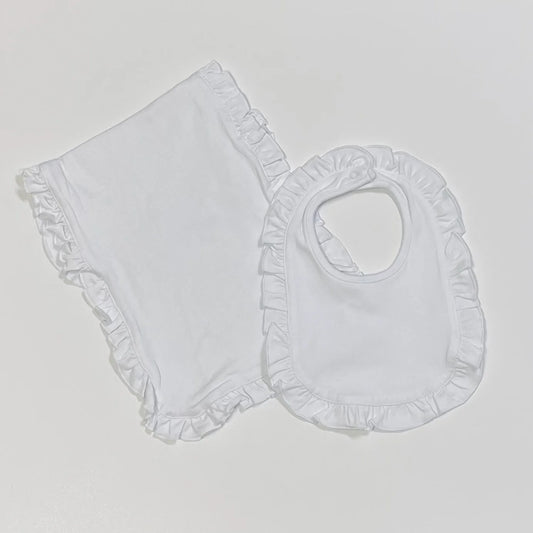 Ruffle Trim Bib & Burp Cloth Bundle